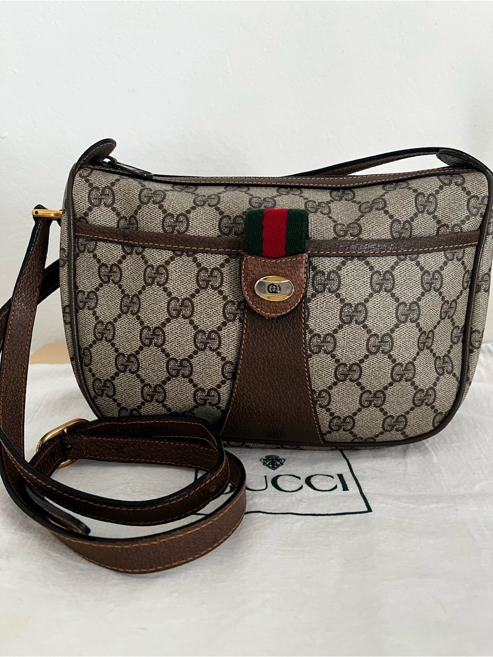 Vintage Gucci Supreme Web Stripe Crossbody Late 1970s-Early 80s Collectible